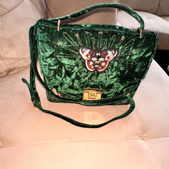 Aldo Velvet Green Shoulder Purse - Picture 5 of 8